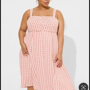 Torrid Gingham Peach dress with pockets Sz 2X